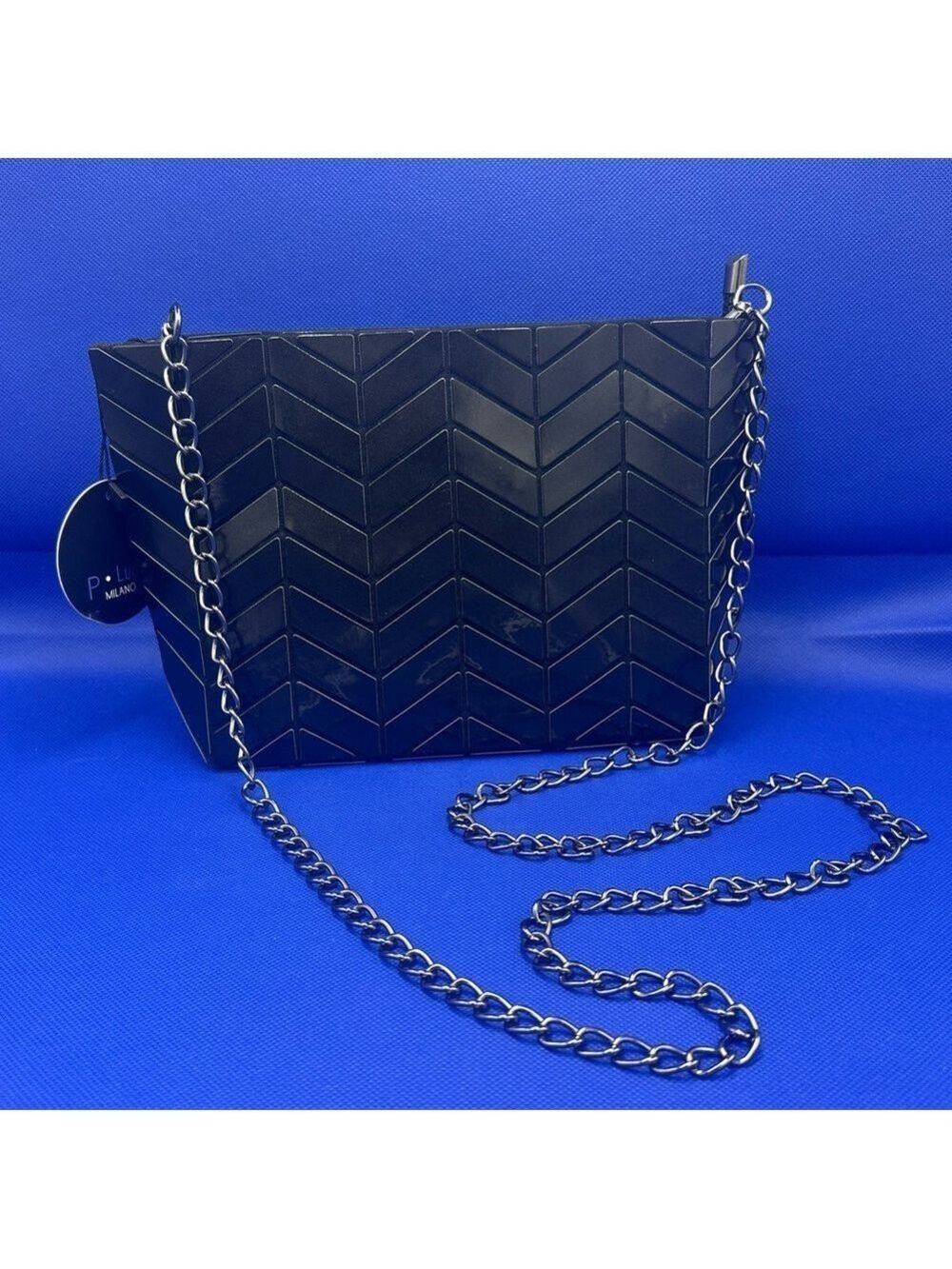 Patrizia Luca Geometric Crossbody Bag Clutch Purse Black Shimmer NWT - Picture 6 of 15
